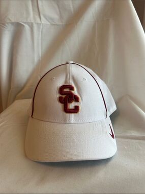 Nike White Baseball Cap with Garnet & Gold USC SC Logo